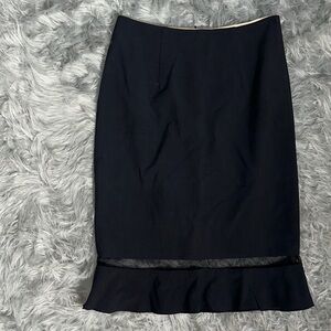 Rebecca Taylor Black Pencil Skirt with Lace Trim
